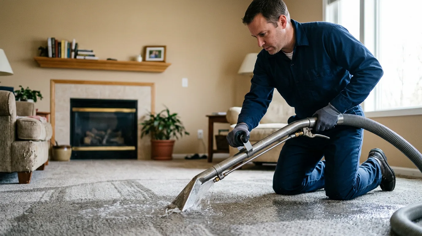 Water damage restoration technician working near Summitville, IN